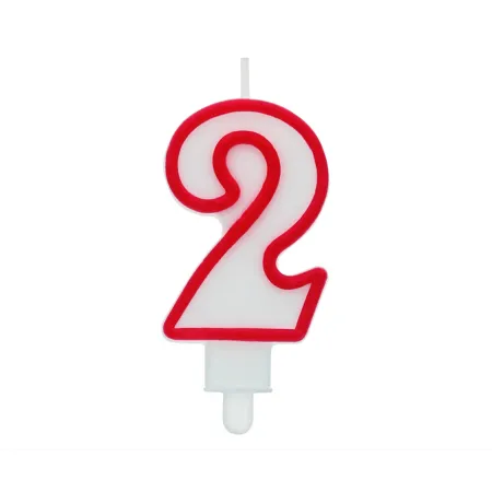 Świeczka cyferka "2" czerwony kontur
